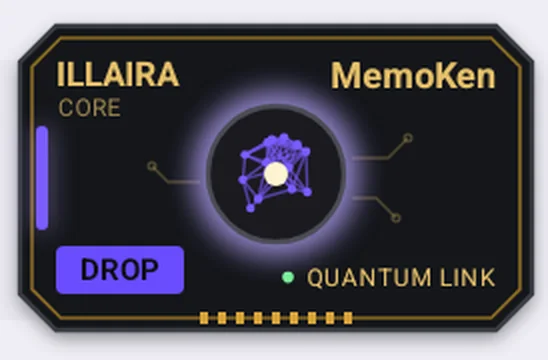 La tessera MemoKen sul lato DROP: stessa forma, zona DROP accesa in indaco.